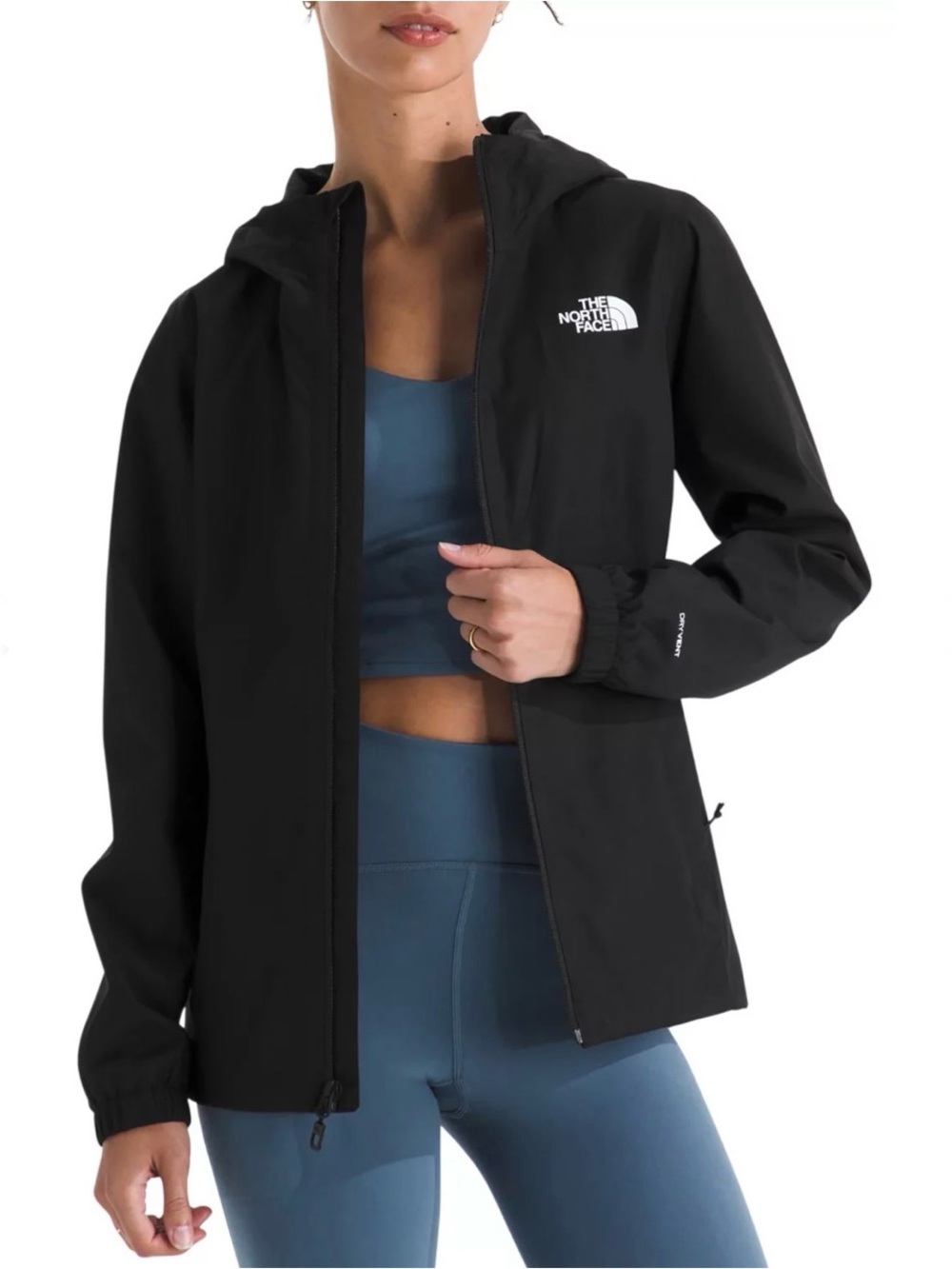 The North Face Women's Black Hooded Rain Shell Jacket